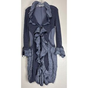 New Zone Bleue Paris Jacket Avant Garde Sz T2 (M EU 38/US 6) Blue Lagenlook 1988